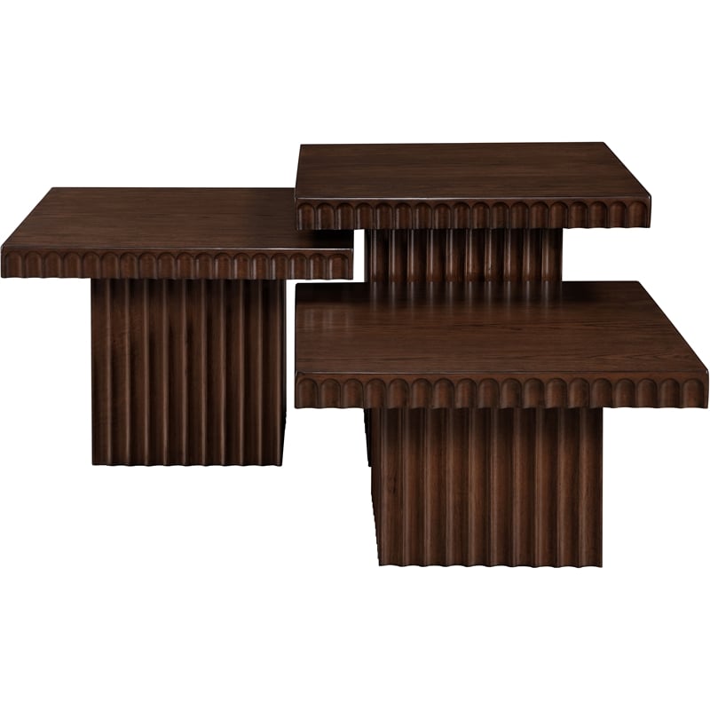Meridian Furniture Spencer 3-Piece Brown Oak Veneer Coffee Table