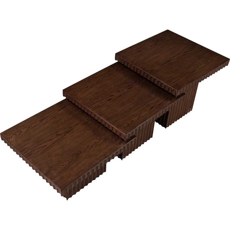 Meridian Furniture Spencer 3-Piece Brown Oak Veneer Coffee Table