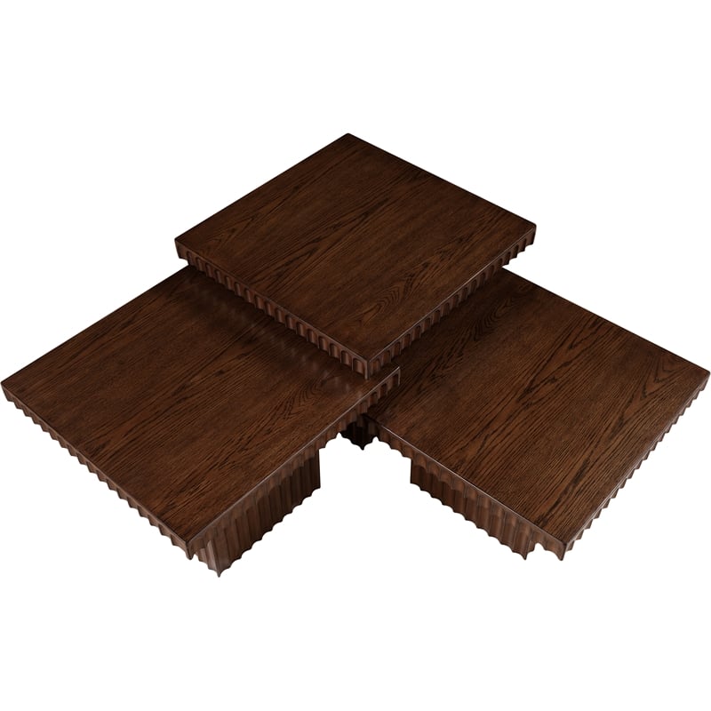 Meridian Furniture Spencer 3-Piece Brown Oak Veneer Coffee Table