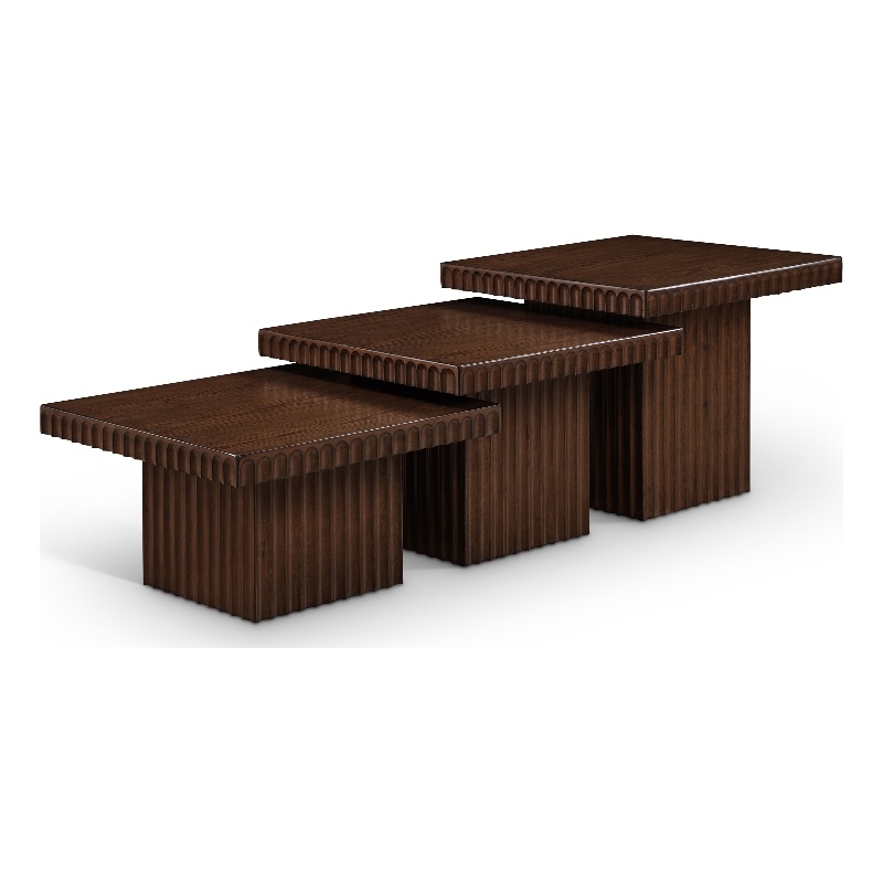 Meridian Furniture Spencer 3-Piece Brown Oak Veneer Coffee Table