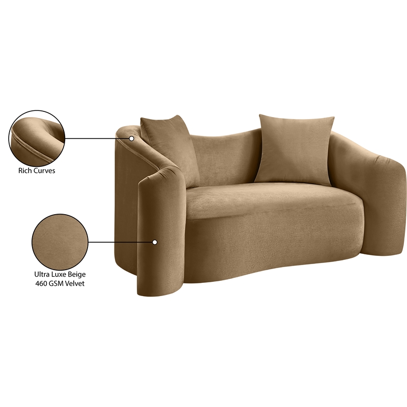 Meridian Furniture Destin Beige Velvet Loveseat