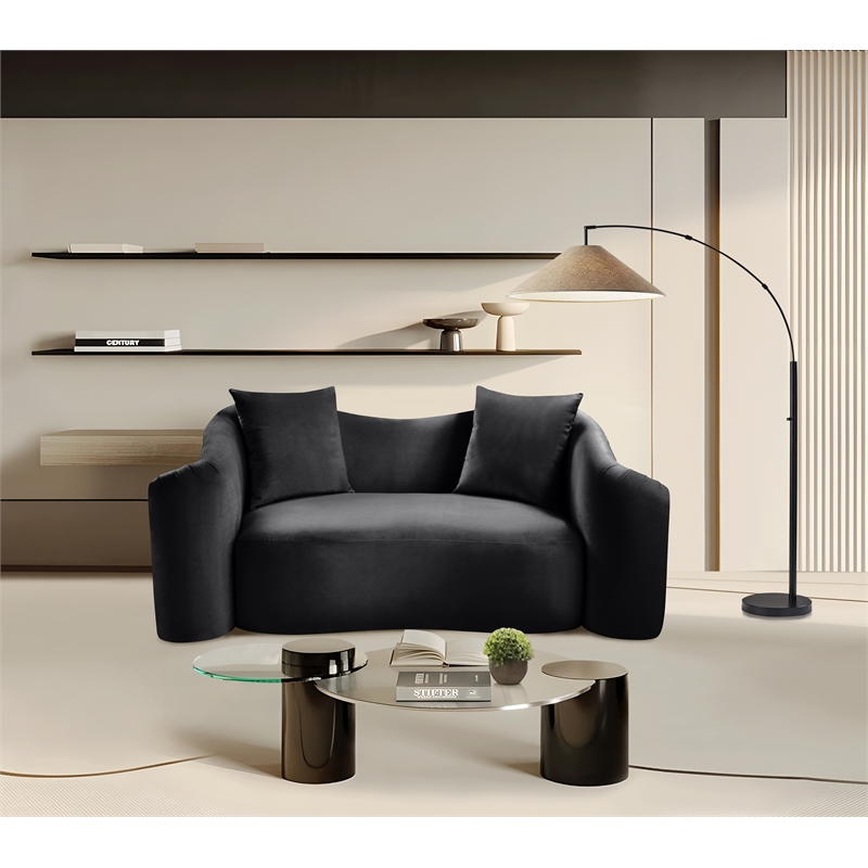 Meridian Furniture Destin Black Velvet Loveseat