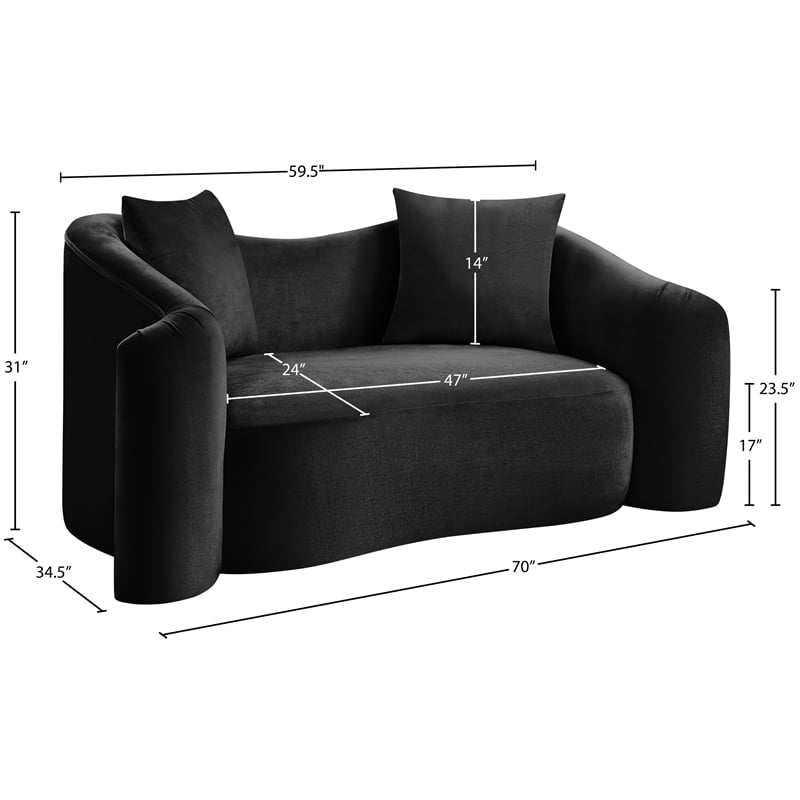 Meridian Furniture Destin Black Velvet Loveseat