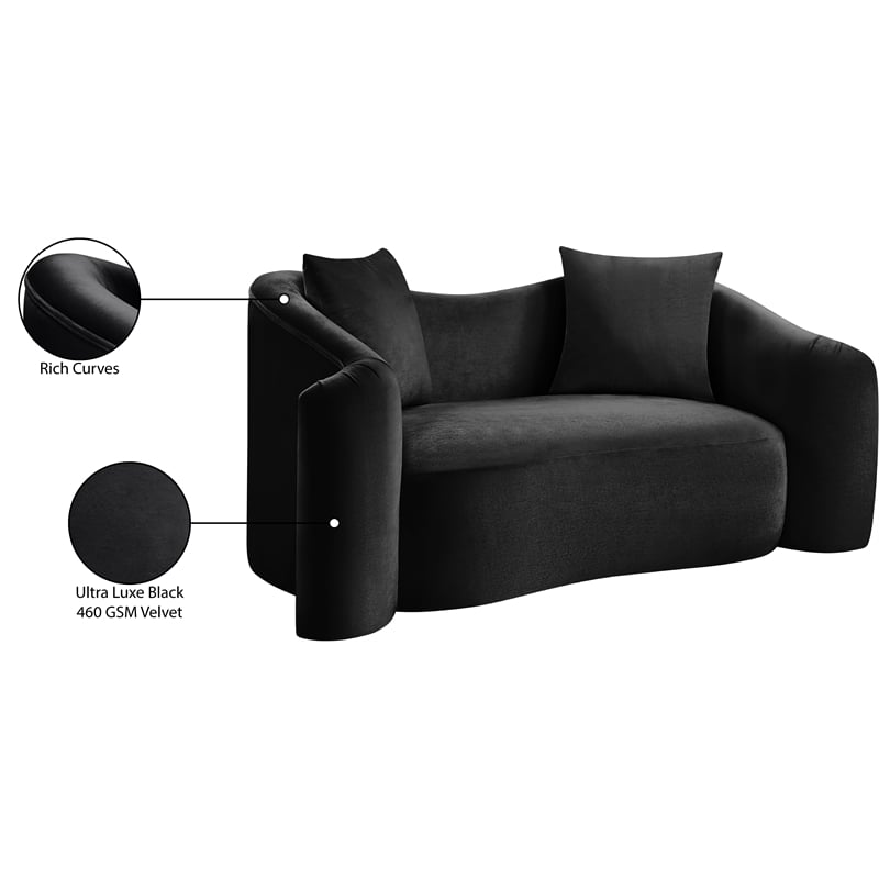 Meridian Furniture Destin Black Velvet Loveseat