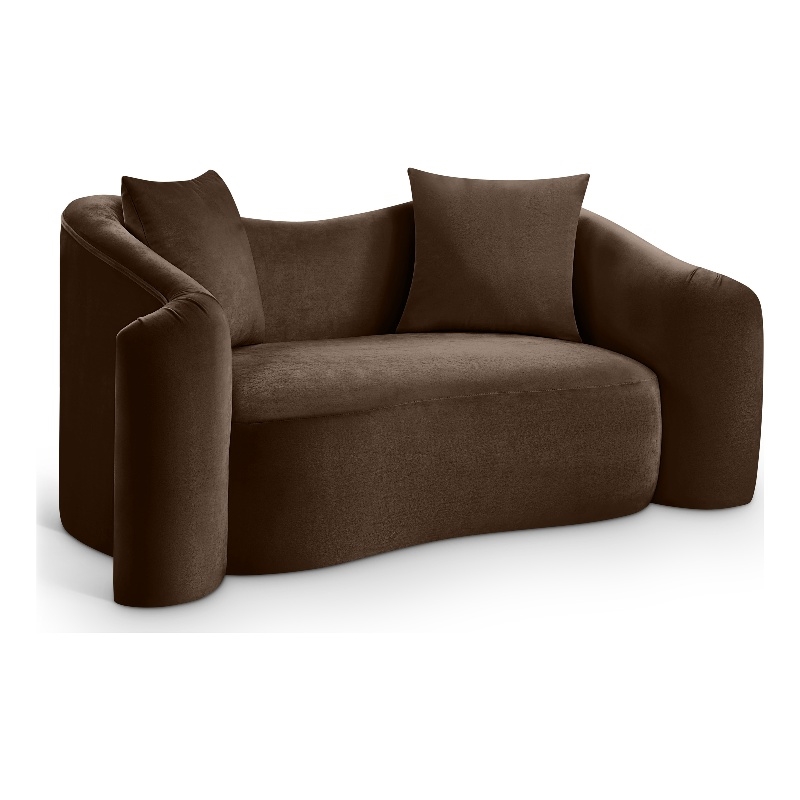 Meridian Furniture Destin Brown Velvet Loveseat