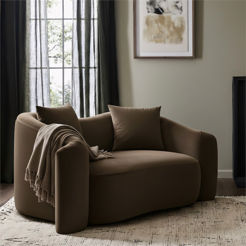 Meridian Furniture Destin Brown Velvet Loveseat