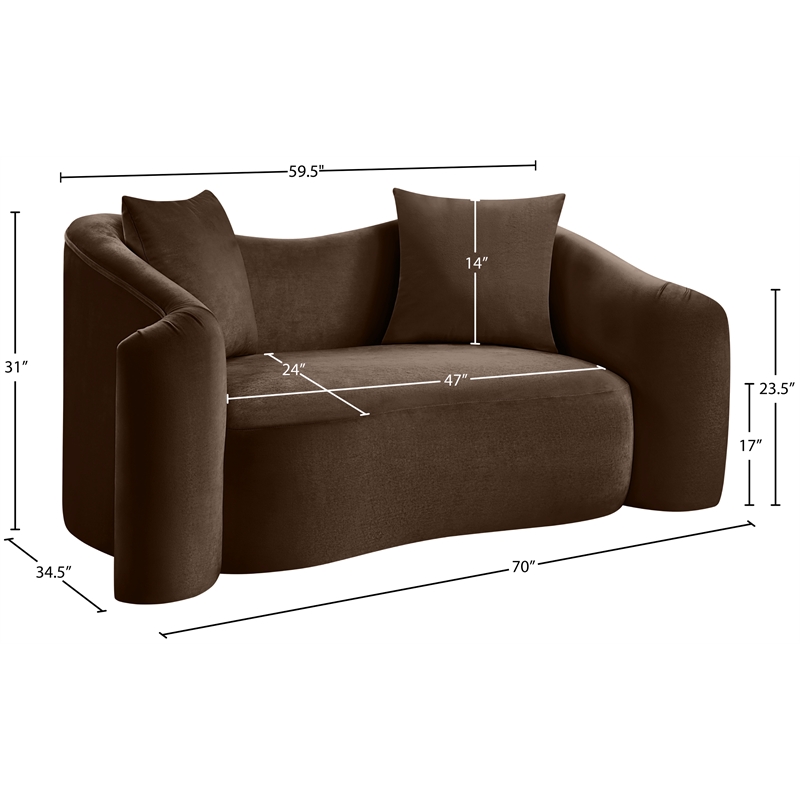 Meridian Furniture Destin Brown Velvet Loveseat
