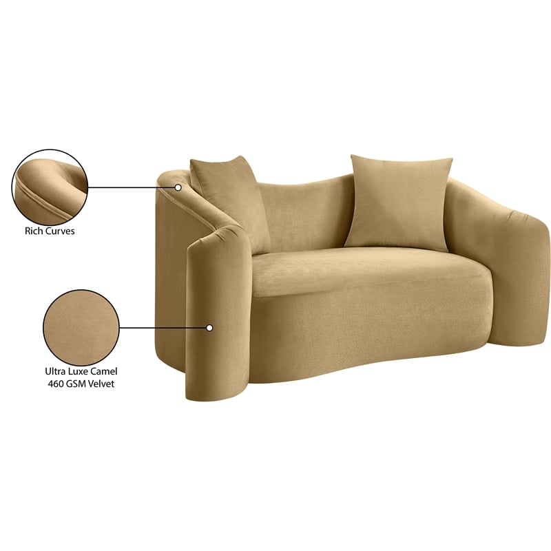 Meridian Furniture Destin Camel Velvet Loveseat