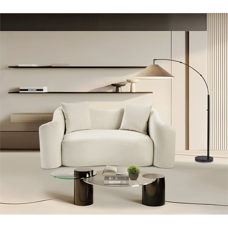 Meridian Furniture Destin Cream Velvet Loveseat
