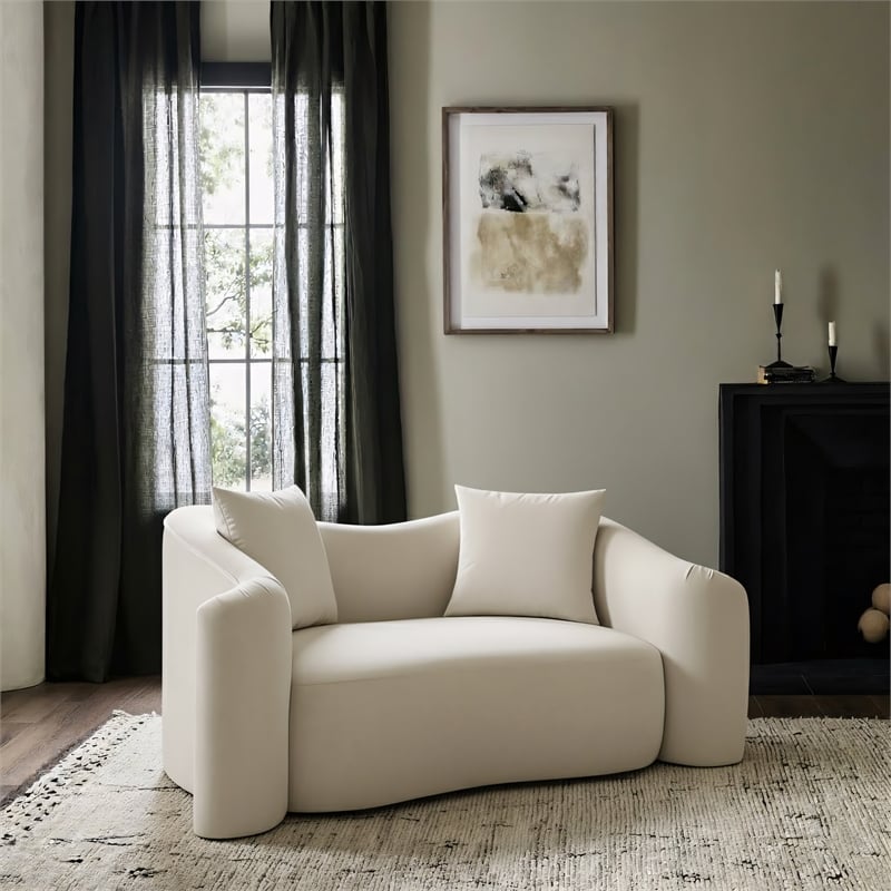 Meridian Furniture Destin Cream Velvet Loveseat