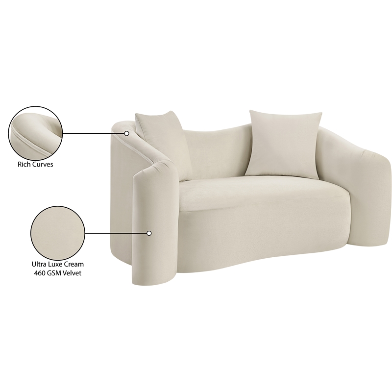 Meridian Furniture Destin Cream Velvet Loveseat