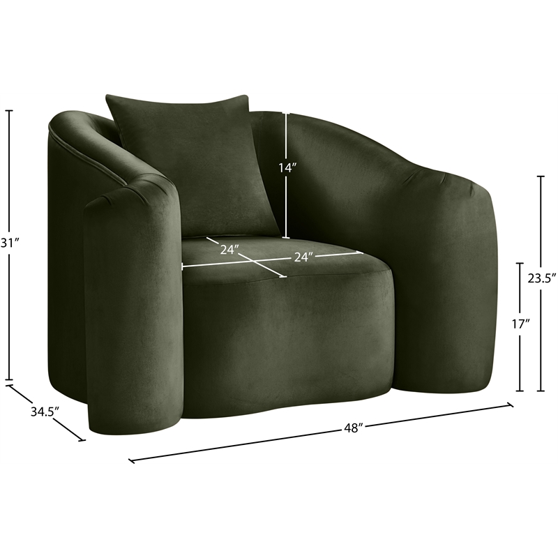 Meridian Furniture Destin Green Velvet Accent Chair