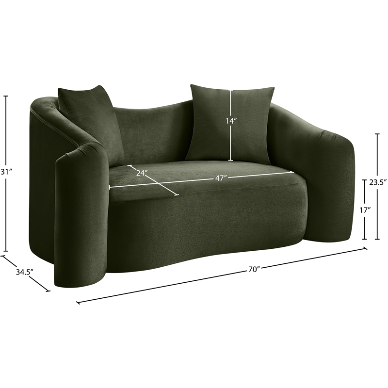 Meridian Furniture Destin Green Velvet Loveseat