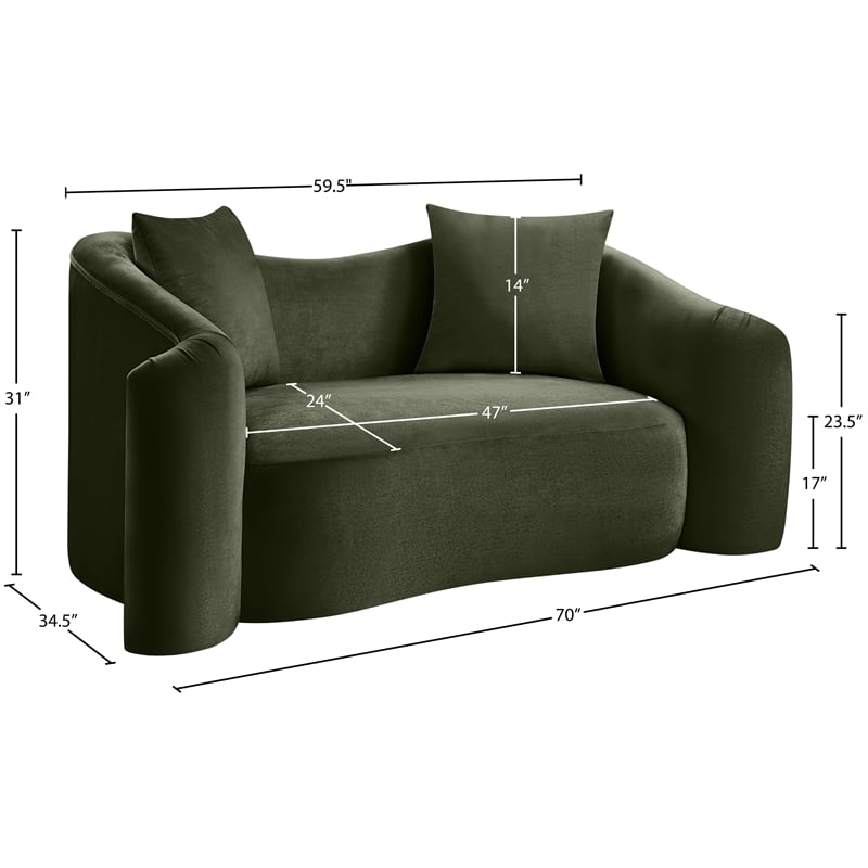 Meridian Furniture Destin Green Velvet Loveseat