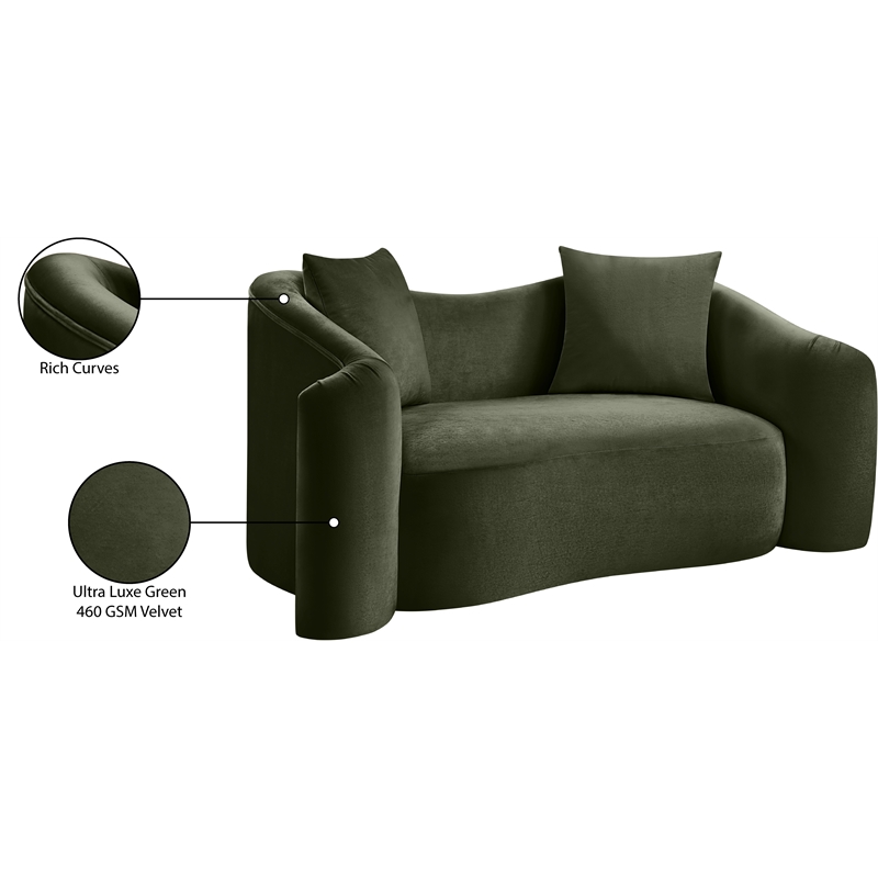 Meridian Furniture Destin Green Velvet Loveseat