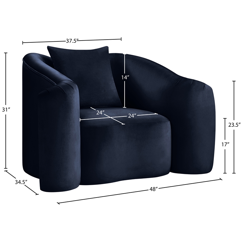 Meridian Furniture Destin Navy Velvet Accent Chair