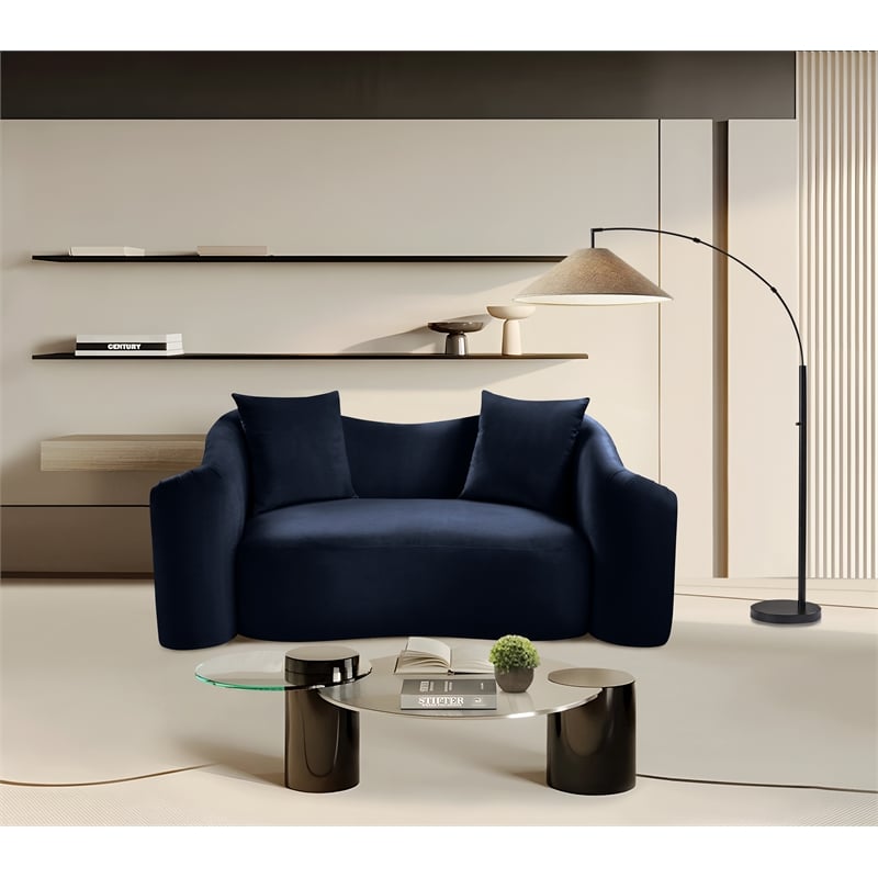 Meridian Furniture Destin Navy Velvet Loveseat