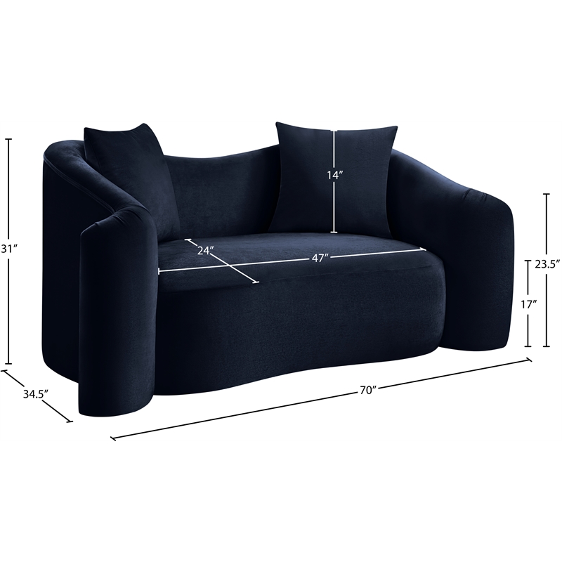 Meridian Furniture Destin Navy Velvet Loveseat