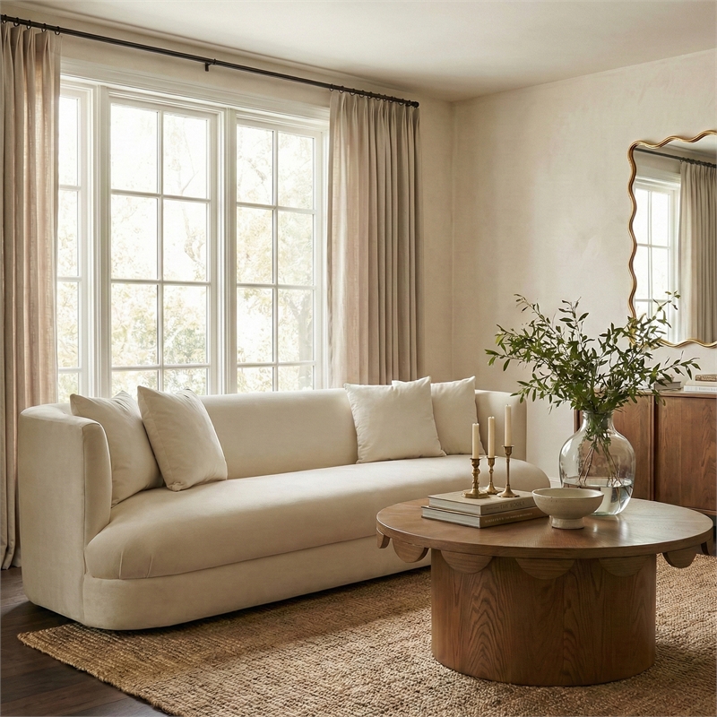 Meridian Furniture Alder Cream Velvet Sofa