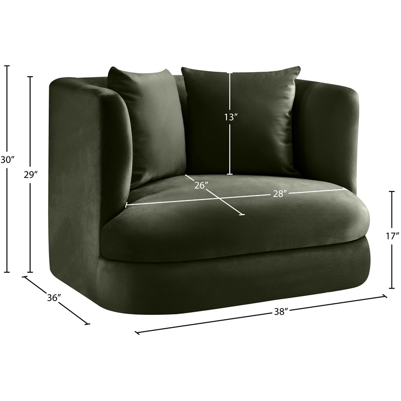 Meridian Furniture Alder Green Velvet Accent Chair
