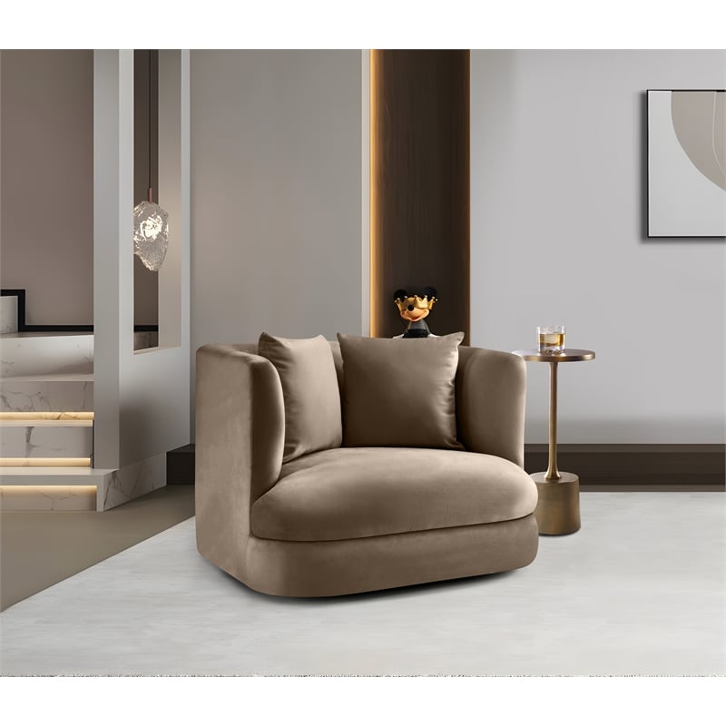 Meridian Furniture Alder Taupe Velvet Accent Chair
