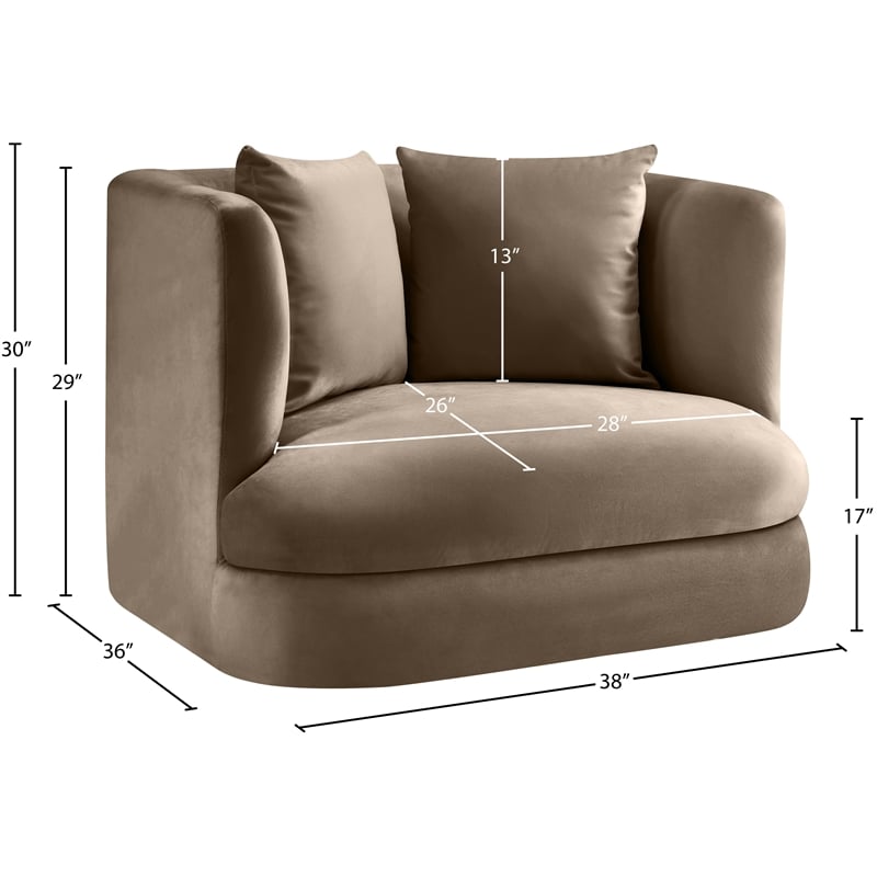 Meridian Furniture Alder Taupe Velvet Accent Chair