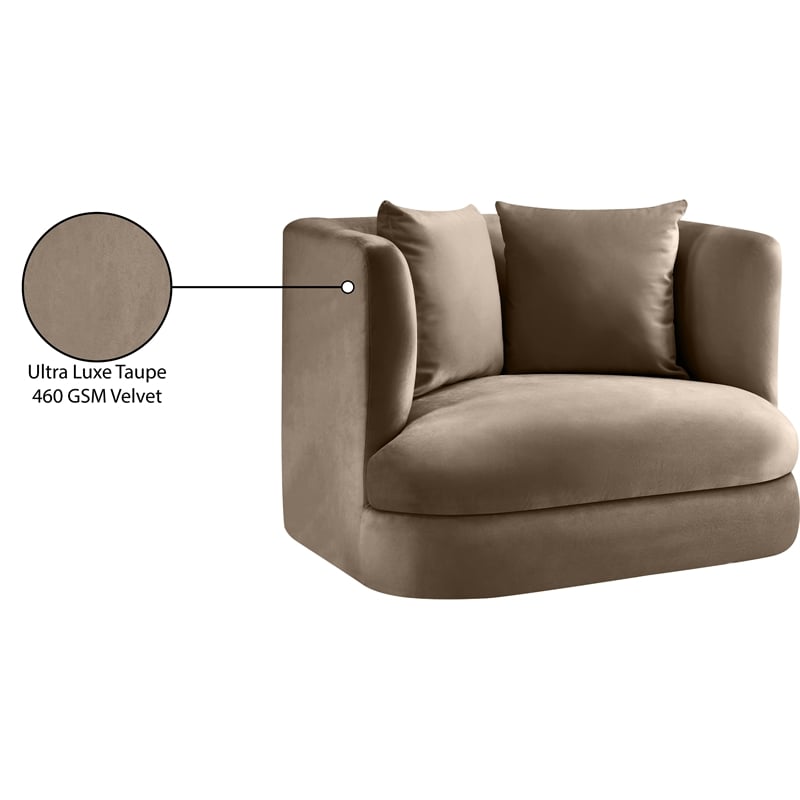 Meridian Furniture Alder Taupe Velvet Accent Chair