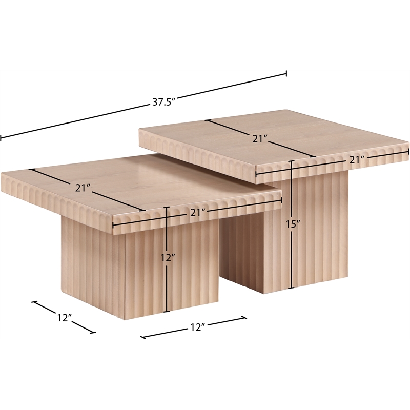 Meridian Furniture Spencer 2-Piece Natural Oak Veneer Coffee Table