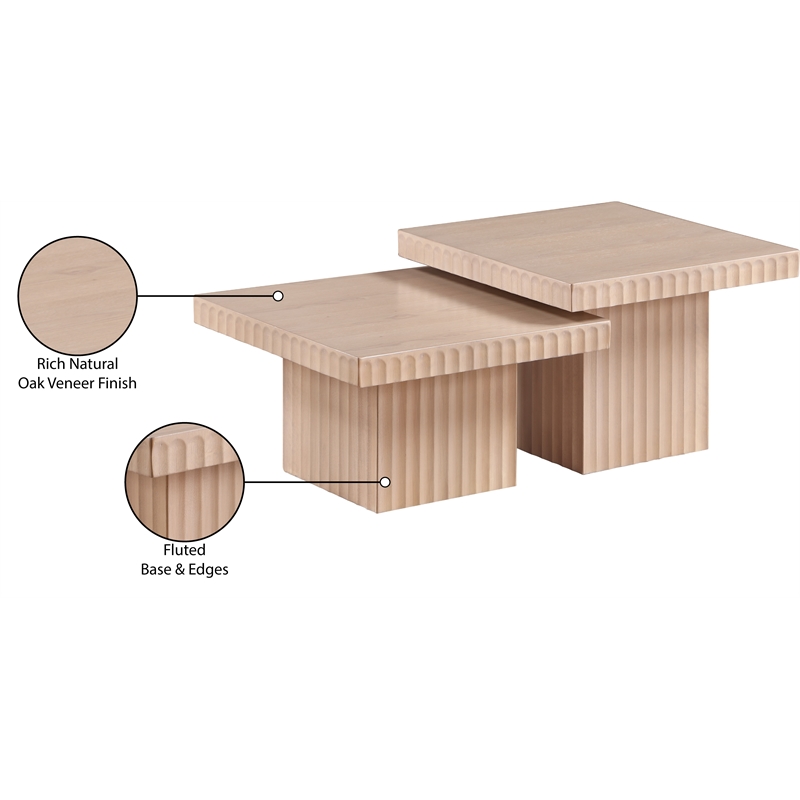 Meridian Furniture Spencer 2-Piece Natural Oak Veneer Coffee Table