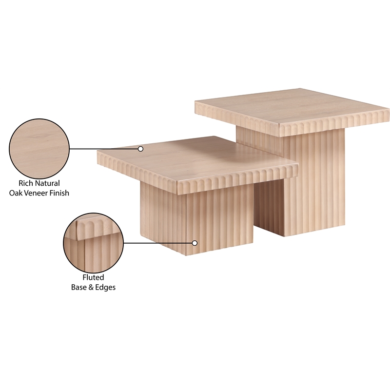 Meridian Furniture Spencer 2-Piece Natural Oak Veneer Coffee Table