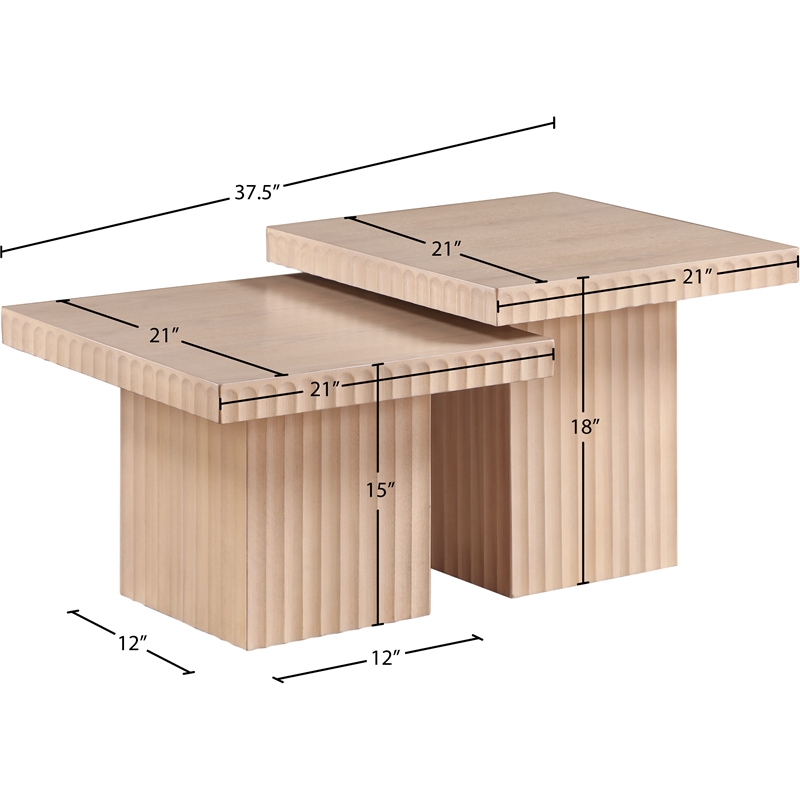 Meridian Furniture Spencer 2-Piece Natural Oak Veneer Coffee Table