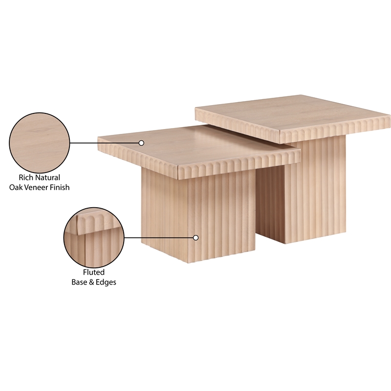 Meridian Furniture Spencer 2-Piece Natural Oak Veneer Coffee Table