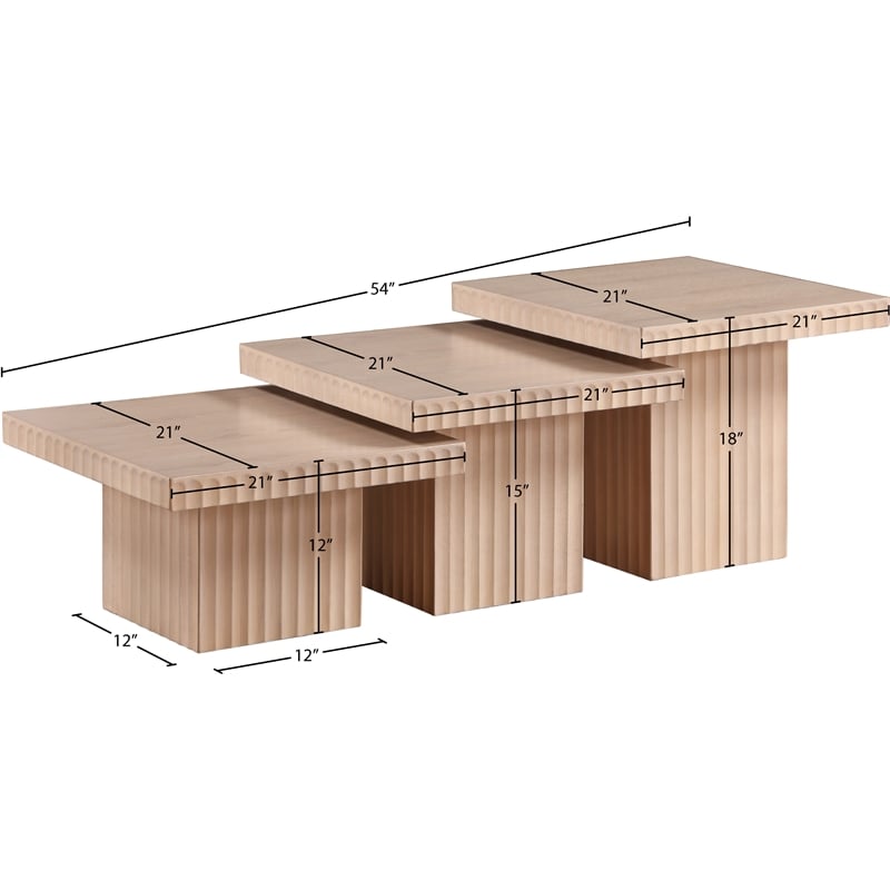 Meridian Furniture Spencer 3-Piece Natural Oak Veneer Coffee Table