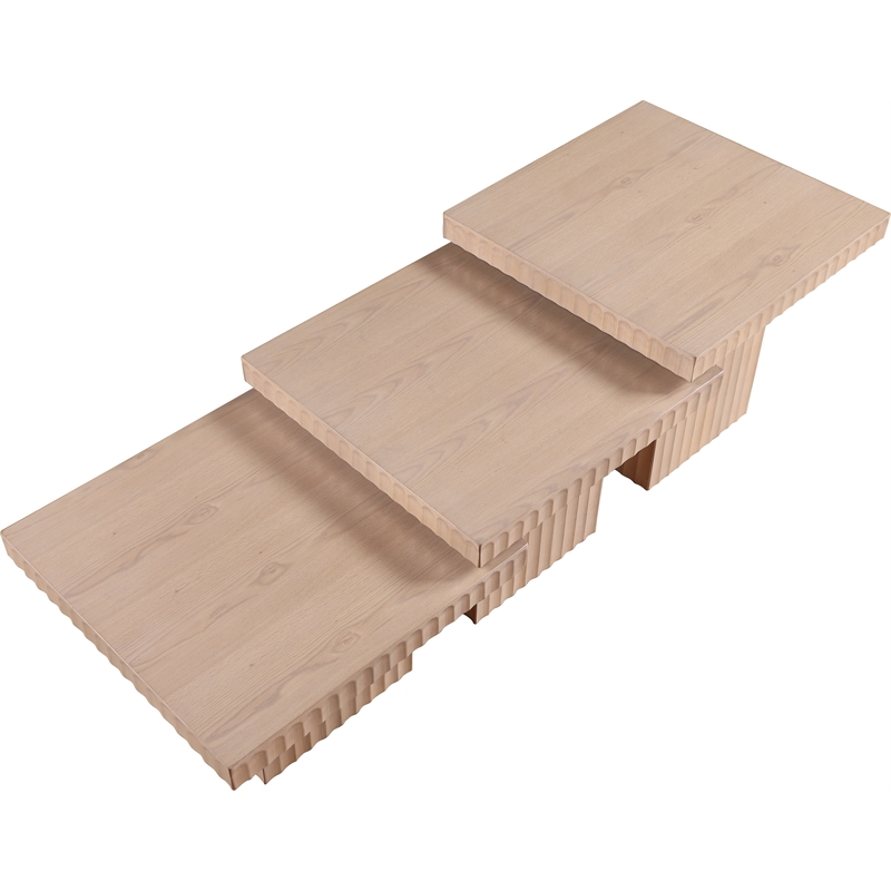 Meridian Furniture Spencer 3-Piece Natural Oak Veneer Coffee Table