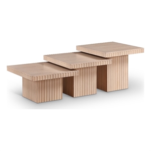 meridian furniture spencer 3-piece natural oak veneer coffee table