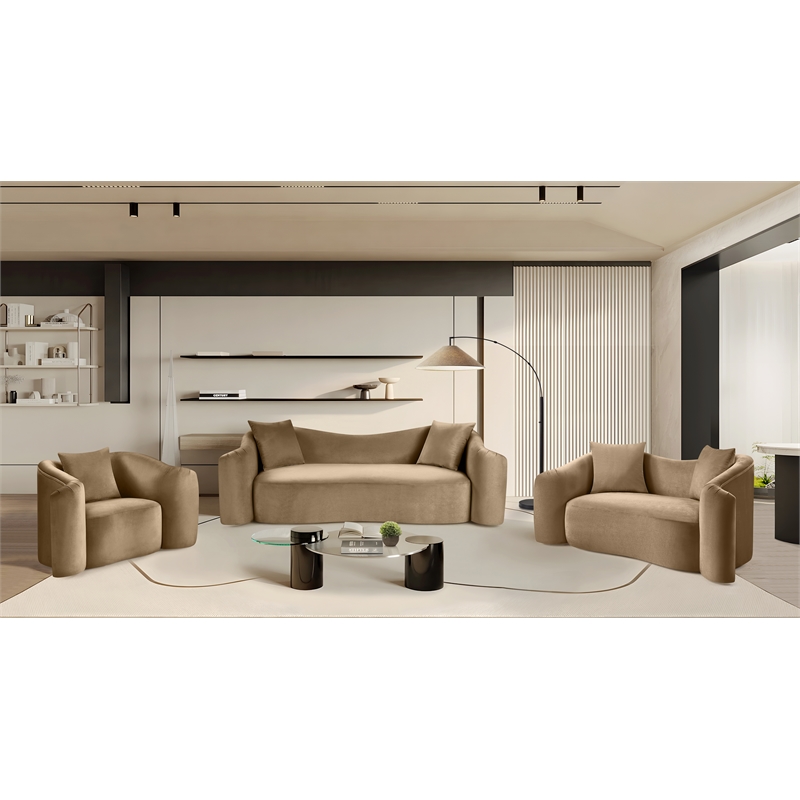 Meridian Furniture Destin Beige Velvet Sofa