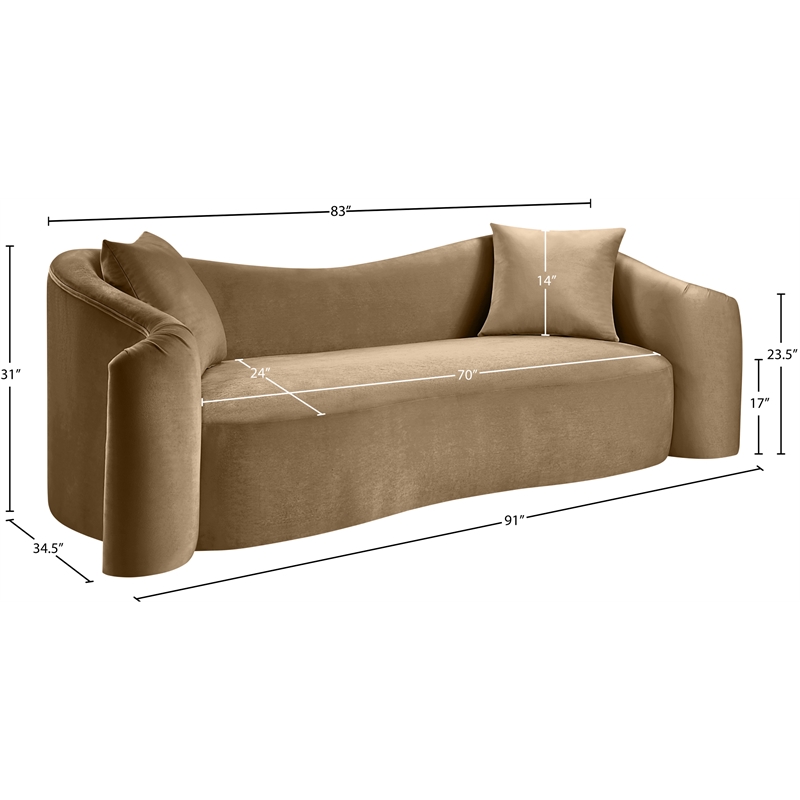 Meridian Furniture Destin Beige Velvet Sofa