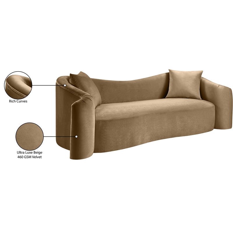 Meridian Furniture Destin Beige Velvet Sofa