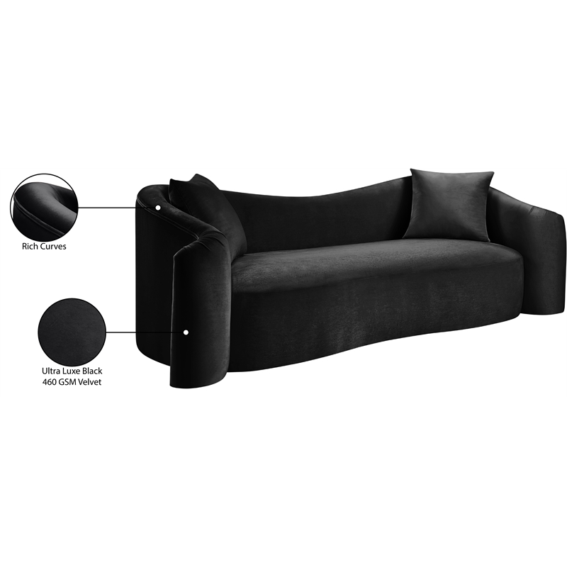 Meridian Furniture Destin Black Velvet Sofa