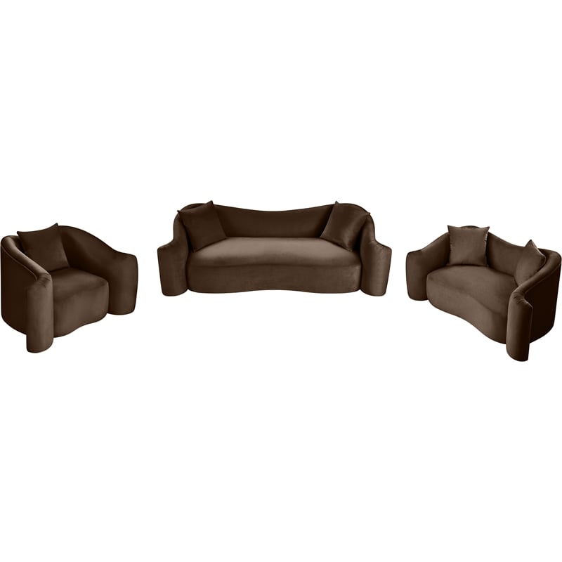 Meridian Furniture Destin Brown Velvet Sofa