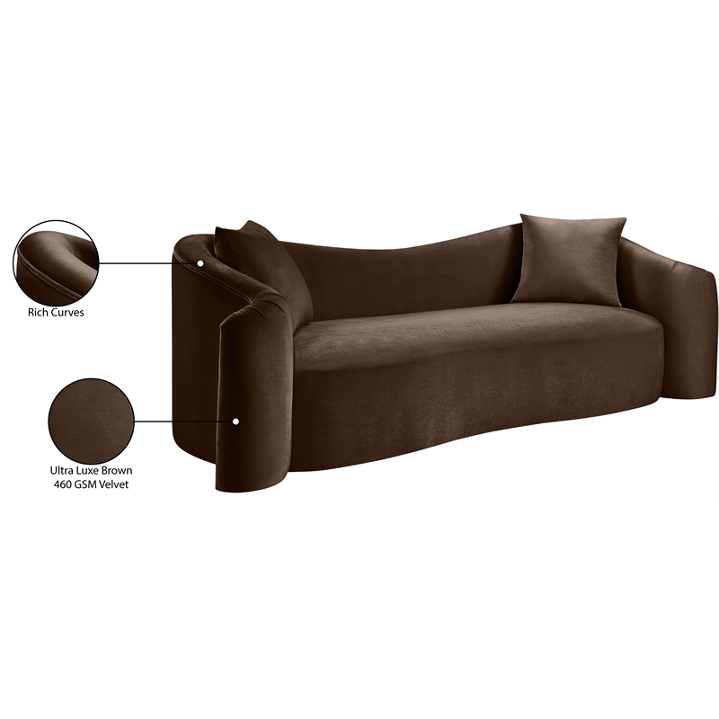 Meridian Furniture Destin Brown Velvet Sofa