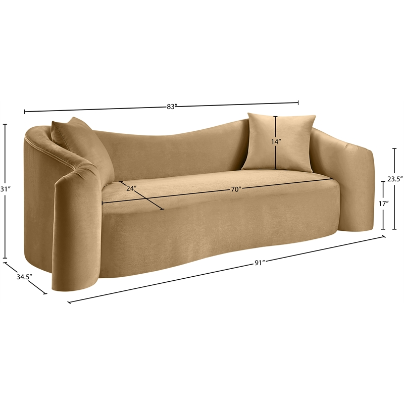Meridian Furniture Destin Camel Velvet Sofa