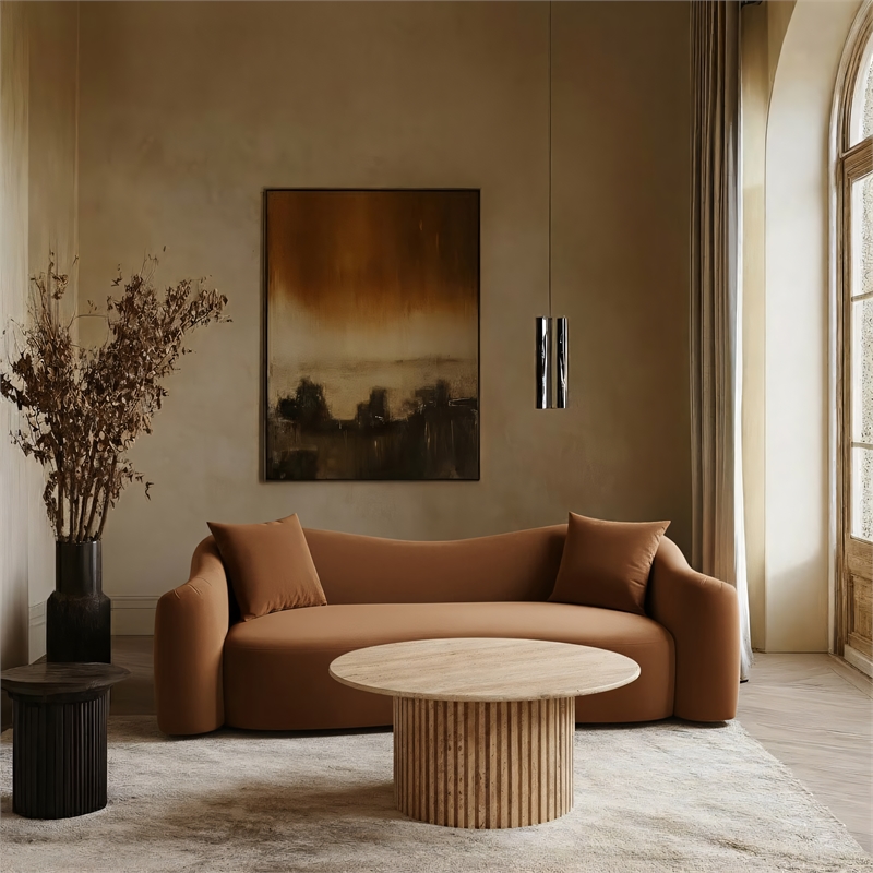 Meridian Furniture Destin Cognac Velvet Sofa
