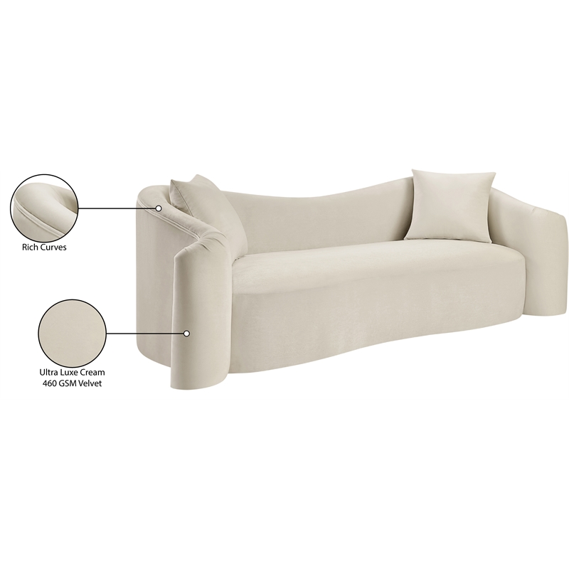 Meridian Furniture Destin Cream Velvet Sofa