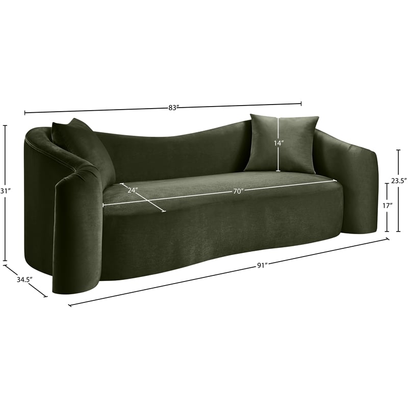 Meridian Furniture Destin Green Velvet Sofa