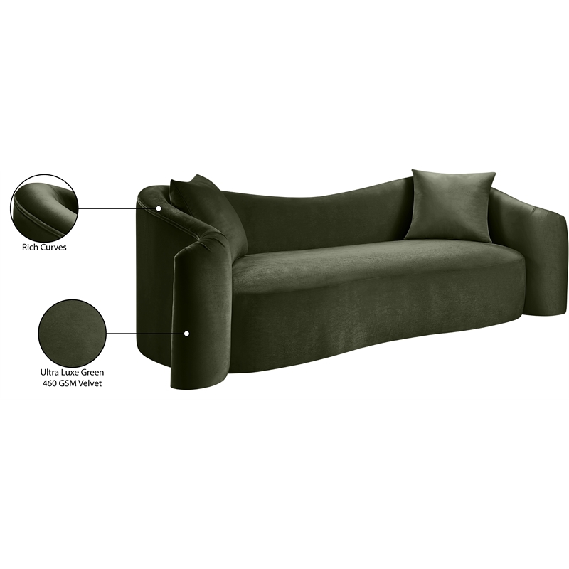 Meridian Furniture Destin Green Velvet Sofa