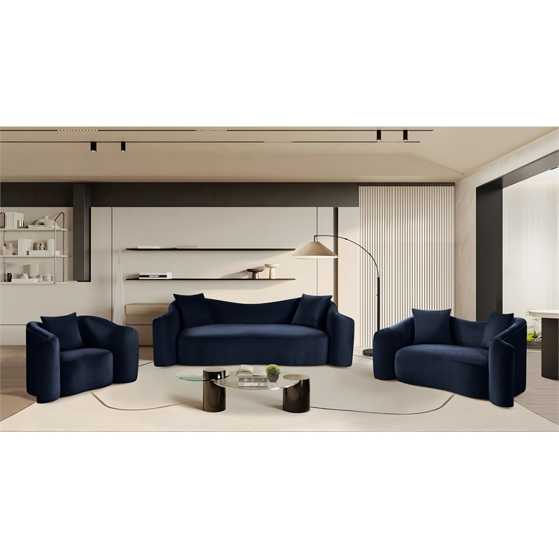 Meridian Furniture Destin Navy Velvet Sofa