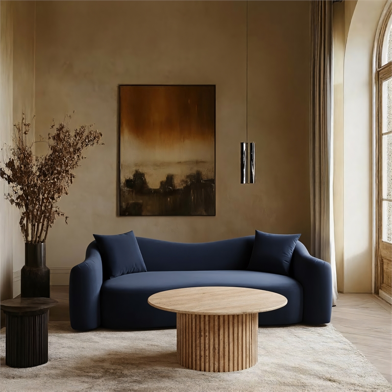 Meridian Furniture Destin Navy Velvet Sofa