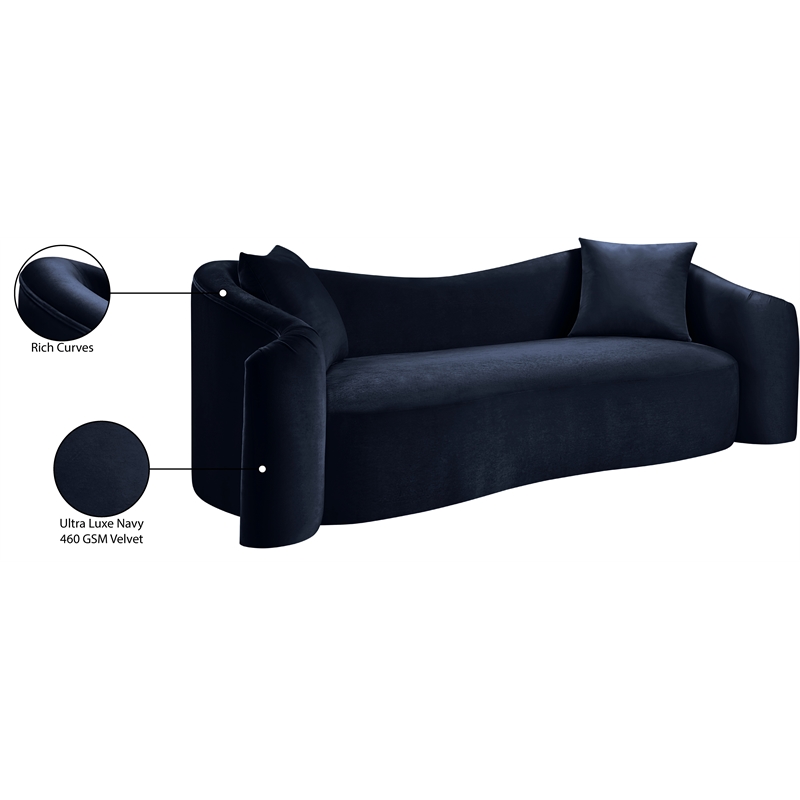 Meridian Furniture Destin Navy Velvet Sofa