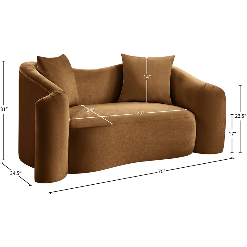 Meridian Furniture Destin Saddle Velvet Loveseat